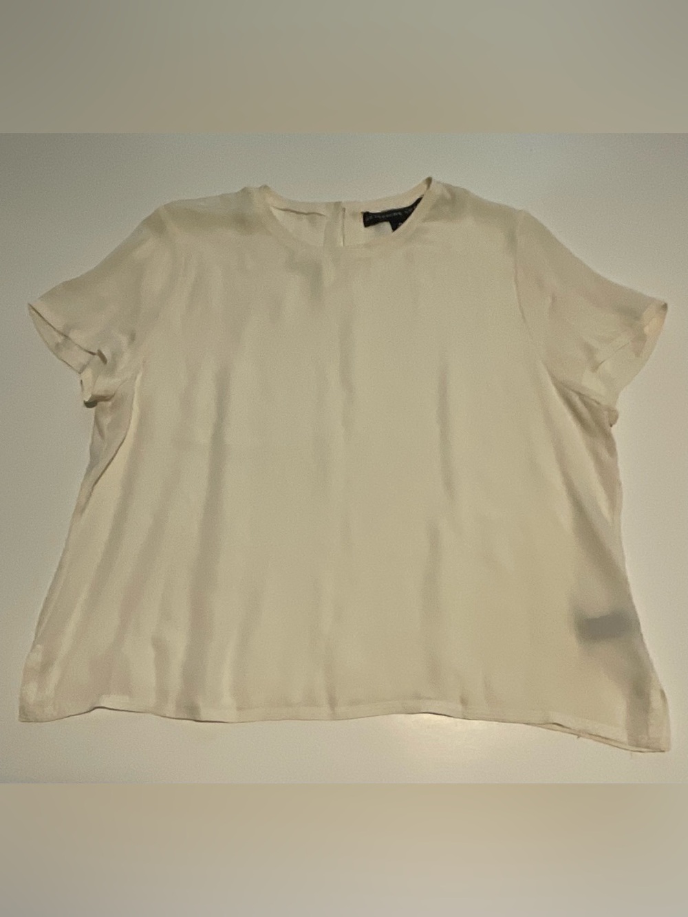 Josephine Chaus Cream Round-Neck Silk Blouse